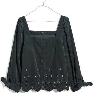 Embroidered Corduroy Top